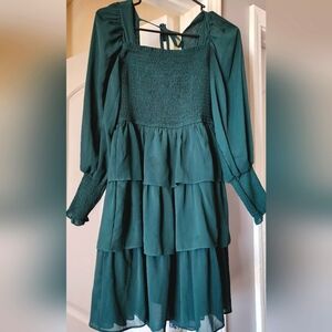Elegant Green Tiered Dress